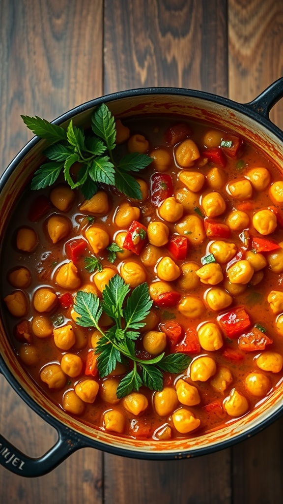 Chickpea and Vegetable Stew in a pot